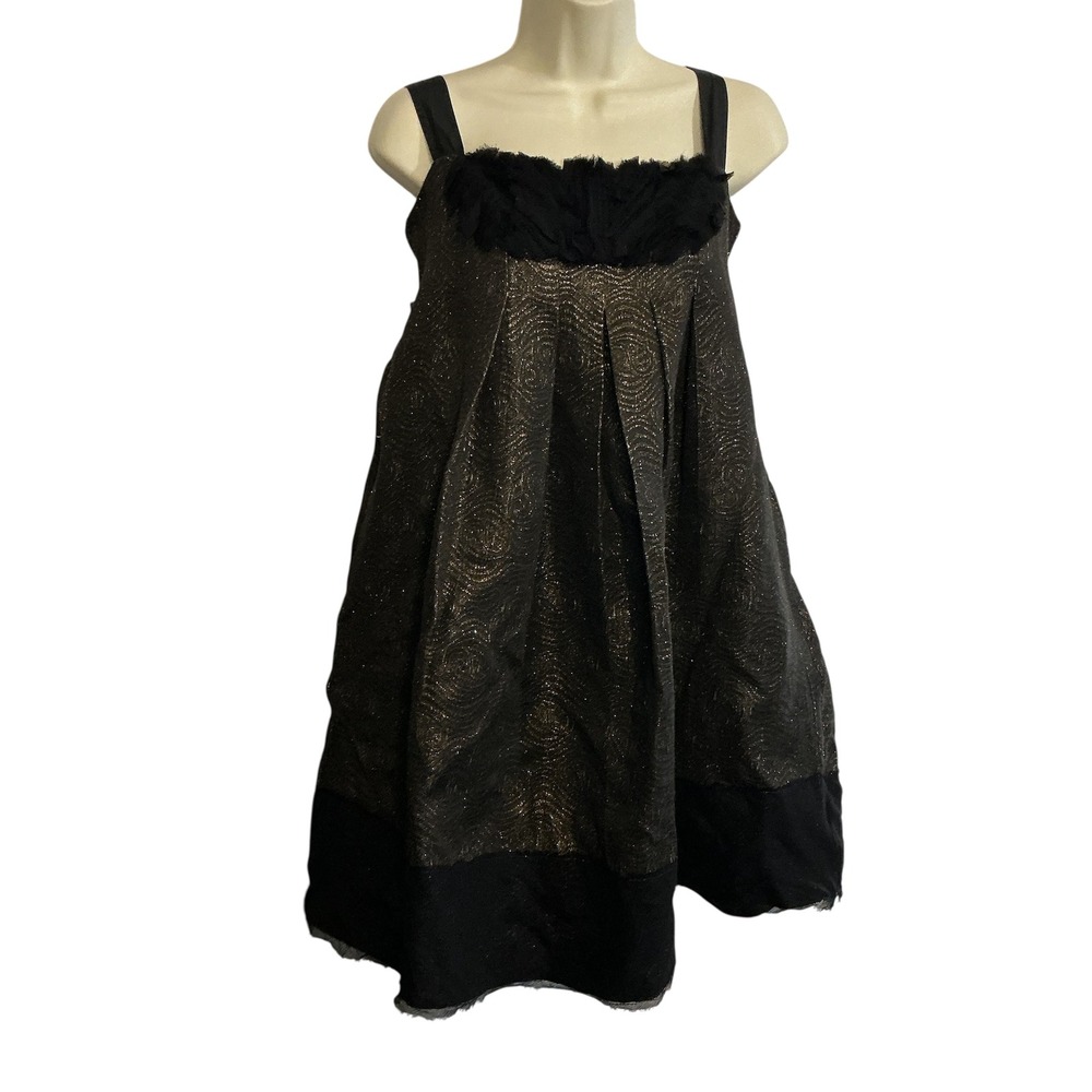 BCBG Small‎ Sleeveless Black Pewter Pleated Dress Bow Back Party Cocktail NEW